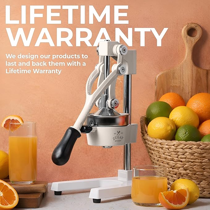 Zulay Kitchen Cast Iron Juicer - Heavy Duty Manual Juicer with Detachable Strainers for Easy Cleaning, Orange Juice Press for Citrus Fruits, Perfect for Bartenders, Juice Lovers & Health Enthusiasts