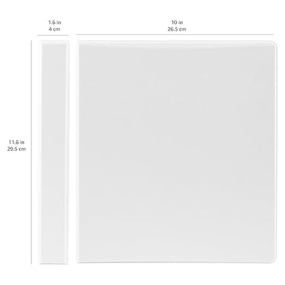 Amazon Basics 3 Ring Binder, 1 Inch D-Ring, Clear Overlay, Pockets for Storage and Organization, White, 4 Pack