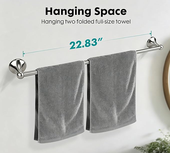 Antique Bathroom Towel Bar Polished Chrome, 24 Inch Towel Racks for Bathroom Wall Mounted,Bathroom Towel Holder,Home Decor Towel Rod Chrome