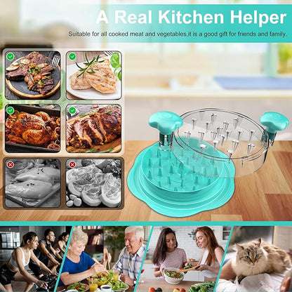 SURETIVIAN Chicken Shredder Tool Twist Large Chicken Breast Shredder with Brush&Fork, Visible Meat Shredder Machine, Anti-Slip Strip, Ergonomic Handle, BPA Free, Pork Beef Chicken(Mint Green)