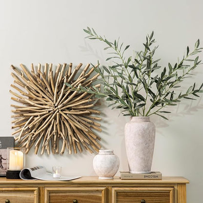 Ceramic Flower Vase, Large Rustic Vase Farmhouse Decorative Tall Vase Floral Pottery Vases for Home Decor Table Living Room Entryway Mantel Bedroom Bathroom Kitchen - 12" D