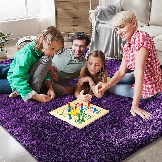 Shag Area Rugs for Bedroom Living Room,6X9 Ultra Soft Purple Fluffy Area Rugs for Dorm,Indoor Carpet Plush Rugs for Home Decor, Purple