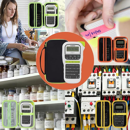 Lebakort Storage Case Compatible with Brother P-Touch PTH110 / PTH111 Pro / PTE110 Portable Monochrome Label Maker (Black+Orange Zipper Case)