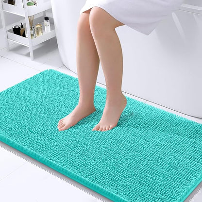 OLANLY Large Bathroom Rugs 40x24, Extra Soft Absorbent Chenille Bath Rugs, Rubber Backing Quick Dry, Machine Washable Bath Mats for Bathroom Floor, Tub and Shower, Home Decor Accessories, Teal