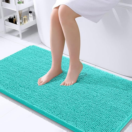 OLANLY Large Bathroom Rugs 40x24, Extra Soft Absorbent Chenille Bath Rugs, Rubber Backing Quick Dry, Machine Washable Bath Mats for Bathroom Floor, Tub and Shower, Home Decor Accessories, Teal