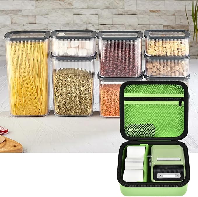 ALKOO Case Compatible with NIIMBOT B21 / B1 Label Maker Wireless Thermal Label Printer, Holder for Inkless Label Maker & Labeling Tapes Refills, with Mesh Pocket for Cable Accessories (Green)