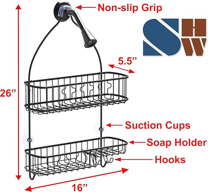 Simple Houseware Bathroom Hanging Shower Head Caddy Organizer, Black