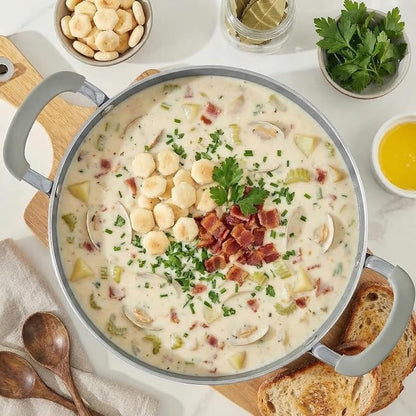 8 Quart Nonstick Stock Pot with Lid - BEZIA Ceramic Large Soup Pot for Family Cooking, Induction Ready, Stay-Cool Silicone Handles, Easy Cleanup, Perfect for Stews, Pasta & Batch Cooking