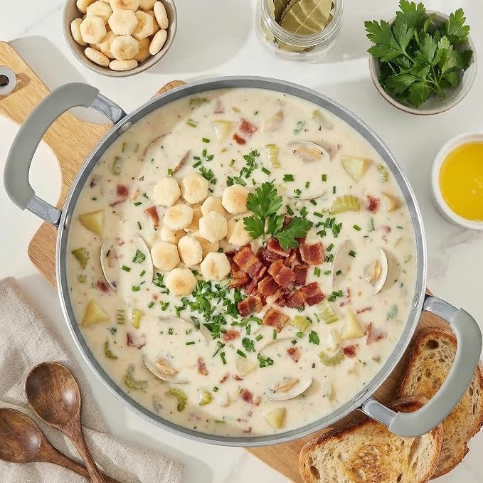 6 Quart Nonstick Stock Pot with Lid - BEZIA Ceramic Soup Pot for Small Families, Induction Cooking Pot with Stay-Cool Silicone Handles, Easy Cleanup, Perfect for Side Dishes, Daily Meals & Camping