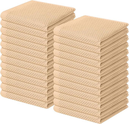 Homaxy 100% Cotton Waffle Weave Kitchen Dish Cloths, Ultra Soft Absorbent Quick Drying Dish Towels, 12 x 12 Inches, 24-Pack, Apricot