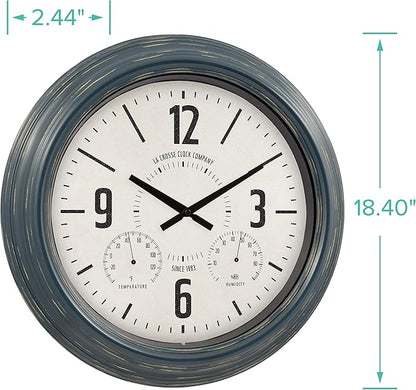 La Crosse Clock 433-3838 18.4" Hamilton Indoor/Outdoor Metal Analog Quartz Clock