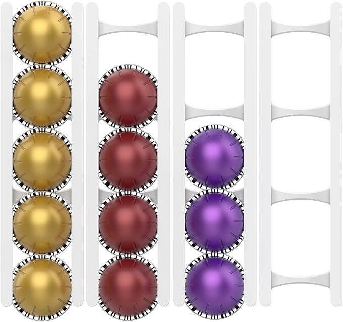 Coffee Pod Holder Compatible with Nespresso VertuoLine Capsules – 20-Pod Space-Saving Organizer for Wall, Cabinet, or Under-Counter Mount, White