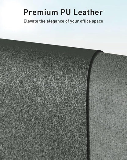 Aothia Faux Leather Desk Mat - Large Mouse Pad, Non-Slip PU Leather Blotter, Waterproof Writing Surface for Office and Home (Jungle Green, 42" x 17")