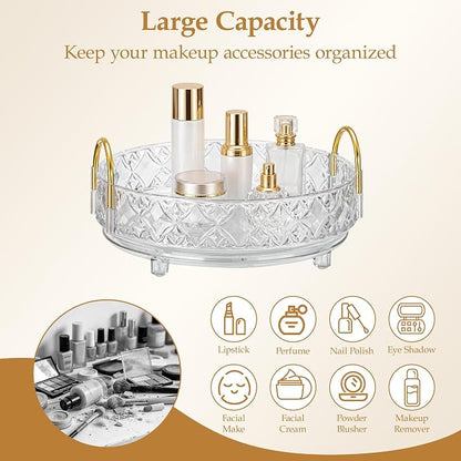 360 Rotating Makeup Organizer for Vanity,Adjustable Perfume Organizer for Dresser, Multi-Function Spinning Cosmetics Skincare Storage for Bedroom, Dresser, Countertop, Clear