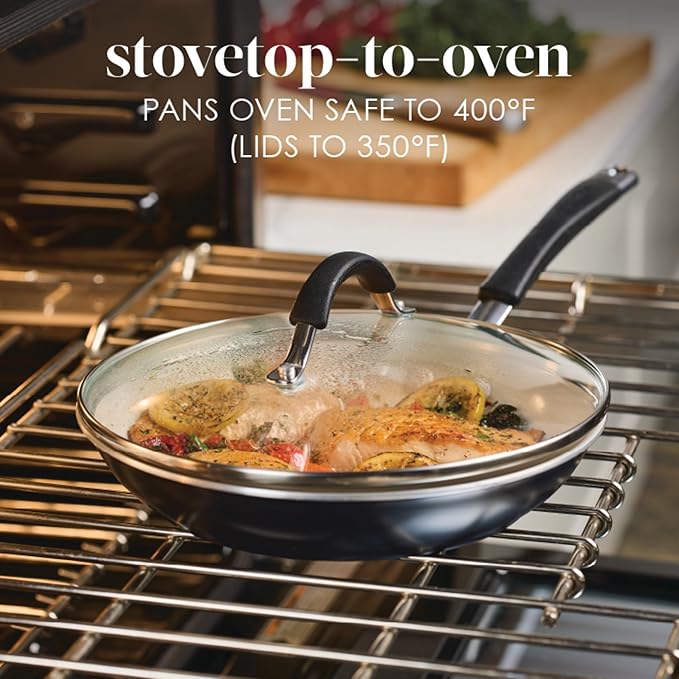 Rachael Ray Cucina Ceramic Cookware Set - 13 Pieces - Ceramic Pots and Pans Set w/Nonstick Frying Pans, Saute Pan, Saucepans, Stockpot, Lids, Pan Protectors - Peppercorn