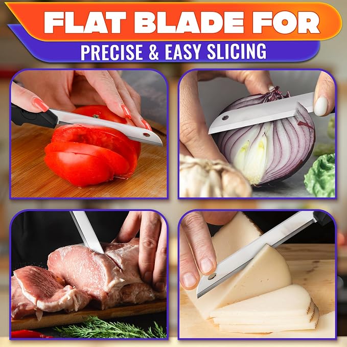 6-in-1 Cutting Board Scissors with Ribbed Blade, Spring-Assist & Safety Lock - Heavy Duty Tool for Slicing Meat, Fish, Bread, Veggies & Fruit One-Handed - Dishwasher Safe Kitchen Scissors for Food