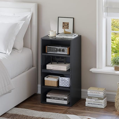 2-Tier Stackable Cube Storage Organizer, DIY Bookcase with 2 Removable Open Shelves & Anti-Tip Design, Cube Book Shelf for Bedroom, Office, Dorm,15" W x 11.81" D x 30" H, Black