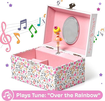 Jewelkeeper Girls Musical Jewelry Box - Durable Pine Fiberboard with Pink Lining - Kids Jewelry Box - The Beautiful Dreamer Tune - Gifts for Girls - Fairy Jewellery Box - 6x4x3.5in