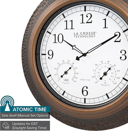 La Crosse Technology 21 in. Indoor/Outdoor Marcella Metal Atomic Wall Clock