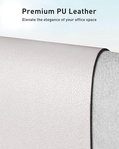 Aothia Faux Leather Desk Mat - Large Mouse Pad, Non-Slip PU Leather Blotter, Waterproof Writing Surface for Office and Home (Pale Lavender White, 40" x 24")