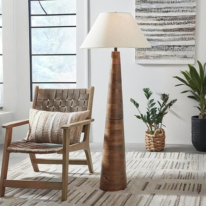 Signature Design by Ashley Danset Contemporary Wood Floor Lamp with 3-Way Switch, Light Brown