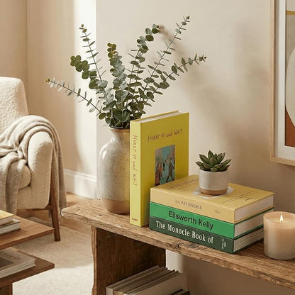 Nature Medium | 4 PCS Faux Decorative Books for Home Decor | Not Real Books (Cardboard Boxes) | Coffee Table, Shelf Styling & Modern Aesthetic Accent Pieces for Living Room, Office