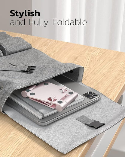 Nulaxy Dual Folding Cell Phone Stand, Fully Adjustable Foldable Desktop Phone Holder Cradle Dock Compatible with iPhone 17 16 15 14 13 12 11 Pro Max Xs Xr X 8, Nintendo Switch, All Phones - Rose Gold
