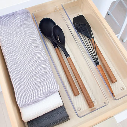 iDesign Plastic Drawer Organizer, Set of 2, 4" x 16" x 3" | For bathroom, bedroom, kitchen, office, or craft room