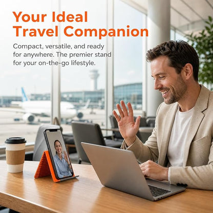 Flexible Silicone Phone Stand, 20x10cm Bendable Phone Stand for Desk & Travel, Foldable Portable Airplane Phone Holder, Non Slip Tablet Mount, Gift - Orange
