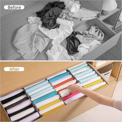 4 Packs T-shirt Drawer Organizers for Clothing,10 Grids Compartment Wardrobe Storage Box, Clothes Organizer for Folded Clothes, T-shirt, Legging-15.75''x9.06''x5.91''