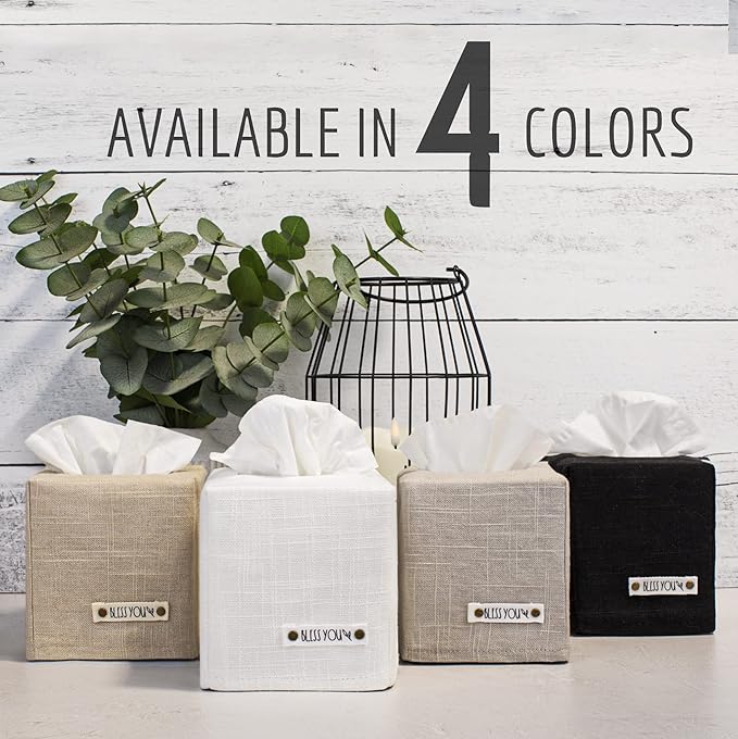 Stylish Tissue Box Cover - This Gray Linen Holder Instantly Covers Your Square Tissue Boxes - The Perfect Cube Cover for Your Bathroom and Home