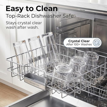 Plastic Drinking Glasses Set of 8, 14oz Rocks & 20oz Water Cups, Unbreakable Plastic Glasses Drinkware, Clear Kitchen Tumblers for Home & Outdoors, Reusable , BPA-Free, Top-Rack Dishwasher Safe