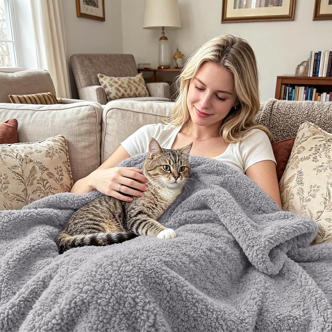 Exclusivo Mezcla Fleece Light Grey Throw Blanket for Couch Sofa, Ultra Soft, Lightweight and Fluffy Blankets for Women, All Season, 50x60 Inches