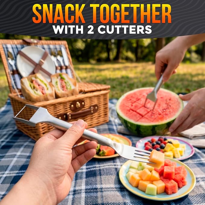 Stainless Steel Watermelon Slicer Cutter Tool – Easy Grip Durable Slicer for Watermelon, Cantaloupe, Papaya, Honeydew & More, Cut Cubes or Slices Fast | Mess-Free Prep for Parties, BBQs, Summer Snacks