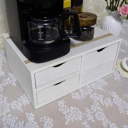 DDYURI Kitchen Storage Organizer with 3 Drawers for Coffee Brew K Cup/Coffee Pod Holder - Office Organization Drawer for Desk, Multi-Purpose Mini Wood Cabinet Countertop Stand Shelf CF2D3C White