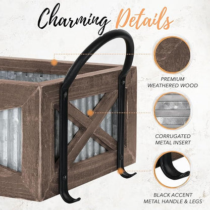 Autumn Alley Farmhouse Toilet Paper Basket for Back of Toilet - Rustic Toilet Paper Holder, Organizer - Tank Topper Basket Holder, Farmhouse Rustic Bathroom Decor, Brown