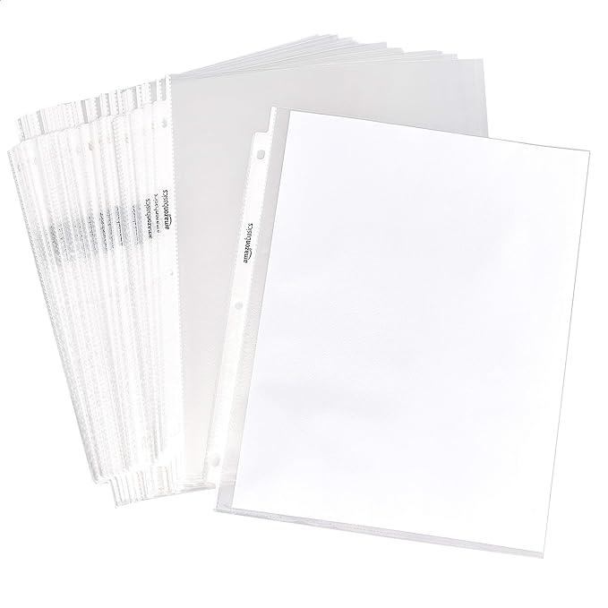 Amazon Basics Sheet Protectors for 3 Ring Binder, Non-Glare, Top Loading, Letter Size 8.5 x 11 in, Clear, 1200-Pack