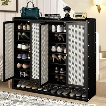 qeknxks7-Tier Bamboo Shoe Cabinet，Shoe Storage Cabinet with Doors, 36-40 Pairs Freestanding Shoes Cabinet Organizer, Large Shoe Cabinet for Entryway, Hallway, Living Room
