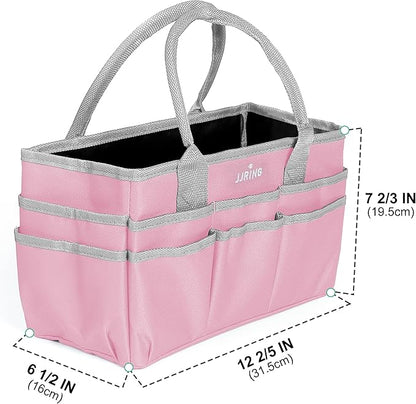JJRING Craft and Art Tote - 600D Pink Nylon Fabric Art Sewing Organizer Bag with Pockets - for Craft, Scrapbooking, Medical, and Office Supplies Storage