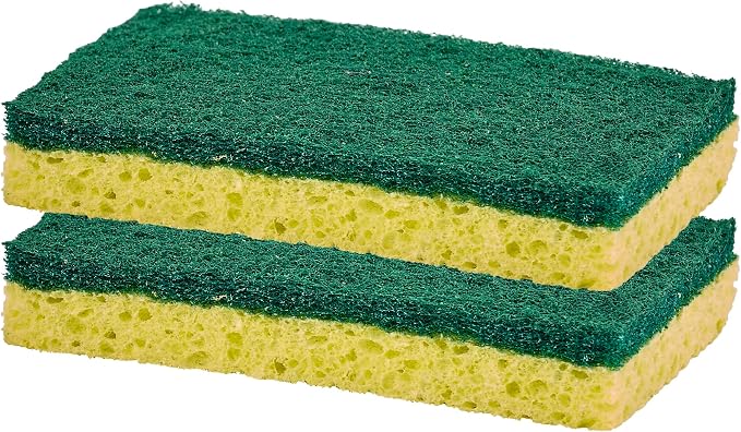 Scrubee Heavy Duty Scrub Sponge with Scouring Pad, Kitchen Dishwashing, Sink, Pot, and Frying Pan Cellulose Scrubber Sponge Non-Scratch, by Superio, 2-Pack (4.5" Sponge)