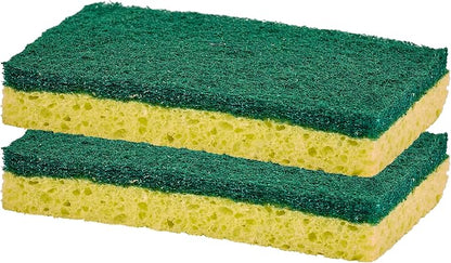 Scrubee Heavy Duty Scrub Sponge with Scouring Pad, Kitchen Dishwashing, Sink, Pot, and Frying Pan Cellulose Scrubber Sponge Non-Scratch, by Superio, 2-Pack (4.5" Sponge)