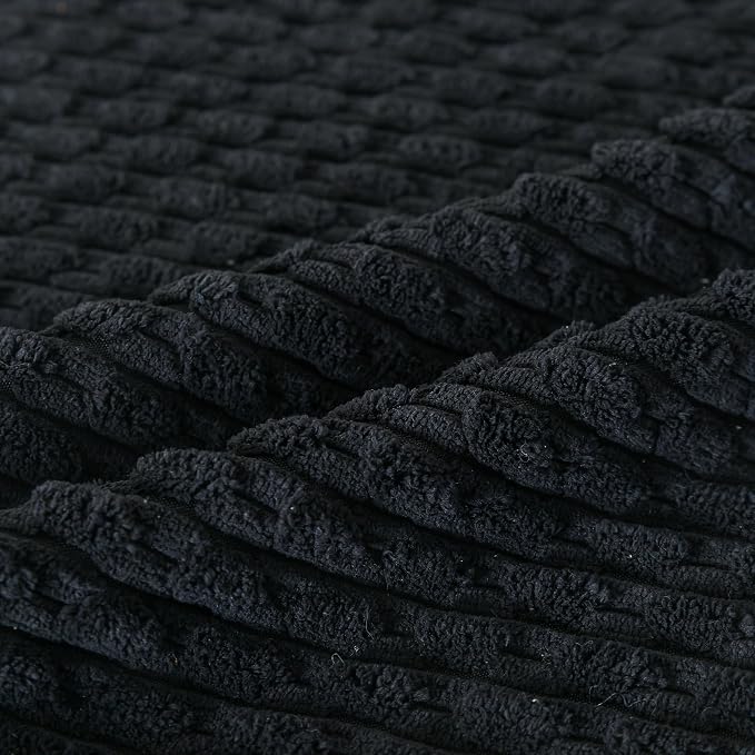 Set of 4 Black Decorative Throw Pillow Covers 22x22 Inch Corduroy Pillow Covers for Bed Couch Sofa Living Room Soft Square Cushion Cases