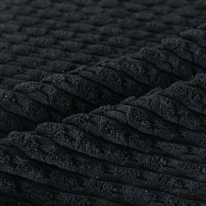 Set of 4 Black Decorative Throw Pillow Covers 16x16 Inch Corduroy Pillow Covers for Bed Couch Sofa Living Room Soft Square Cushion Cases