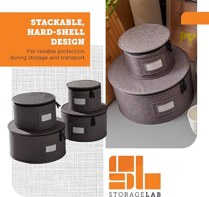 storageLAB China Storage Containers, Containers for Organizing, Hard Shell Case, Felt Plate Dividers, Moving Supplies, Storage Box, Wine, Dishes, Glasses Storage, Charger Plates Storage Containers