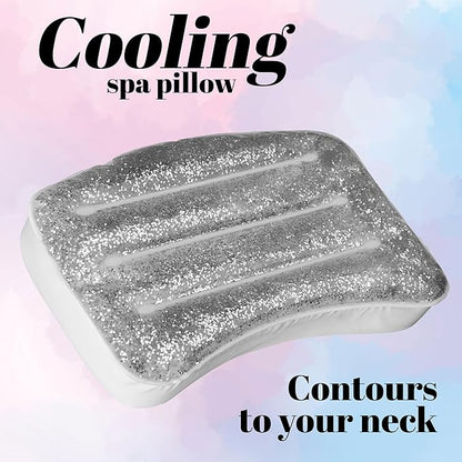 Glitter Gel Cooling Spa Pillow – Bathtub & Hot Tub Relaxation Cushion | Neck & Head Support Bath Pillow | Luxury Spa Accessory Gift for Women – Ultimate Comfort & Relaxation