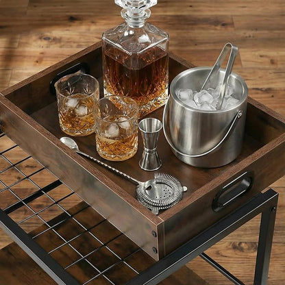 VonDream 3-Tier Bar Cart for The Home, Rolling Cart with Wheels and Handle, 3-Tier Serving Cart with Removable Tray, Kitchen Carts on Wheels with Storage