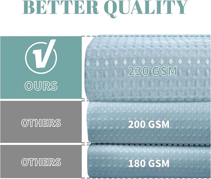Teal Extra Long No Hook Waffle Weave Shower Curtain with snap-in Liner Replacement, 230GSM Waterproof Fabric Hotel Shower Curtain Set for Bathroom, Through Mesh Top Window,71Wx86H