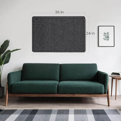 Bulletin Board, 36 x 24 inches Felt Board - Decorative Pin Board, Cork Board Alternative for Wall, 3' x 2' Foldable Self-Adhesive Vision Board Prayer Board with 20 Pushpins - Dark Gray