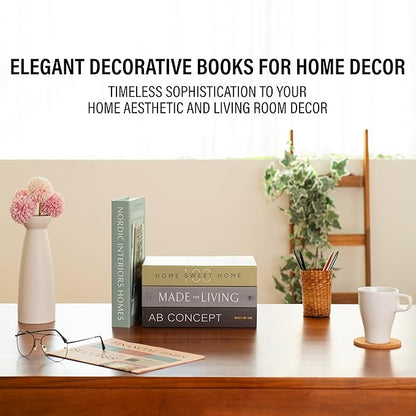 Olive Large | 4 PCS Faux Decorative Books for Home Decor | Not Real Books (Cardboard Boxes) | Coffee Table, Shelf Styling & Modern Aesthetic Accent Pieces for Living Room, Office