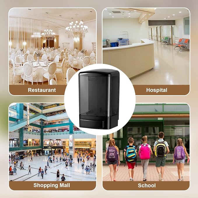 Hushee 4 Pcs Plastic Wall Mounted Soap Dispenser Commercial Manual Soap Containers Wall Dispenser for Kitchen Shower Hotel Liquid Shampoo Gel Chamber (33.8 oz 1000 ml,All Black)